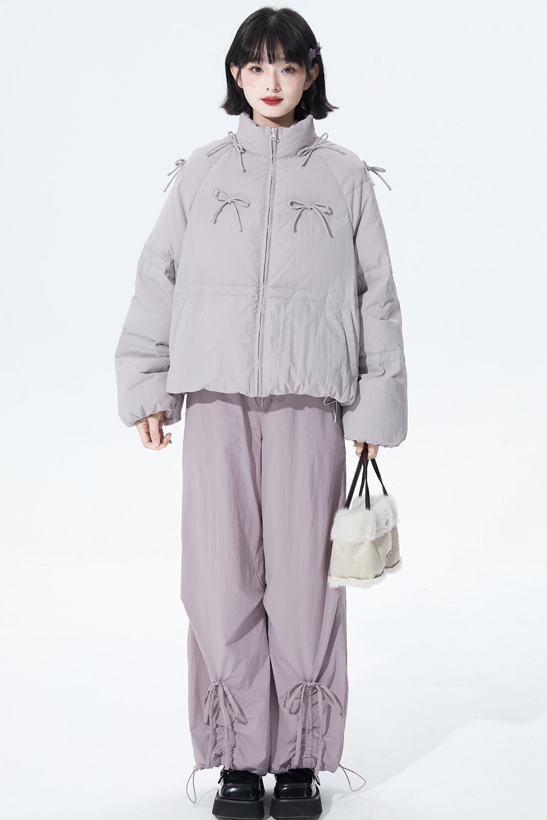 Gray purple fleece lined pants