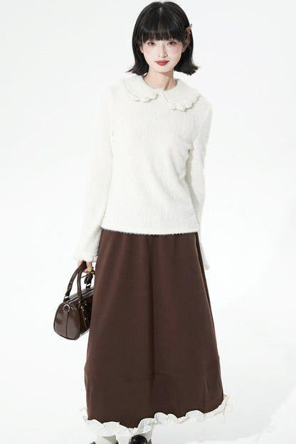 Feather Yarn Doll Collar Sweater