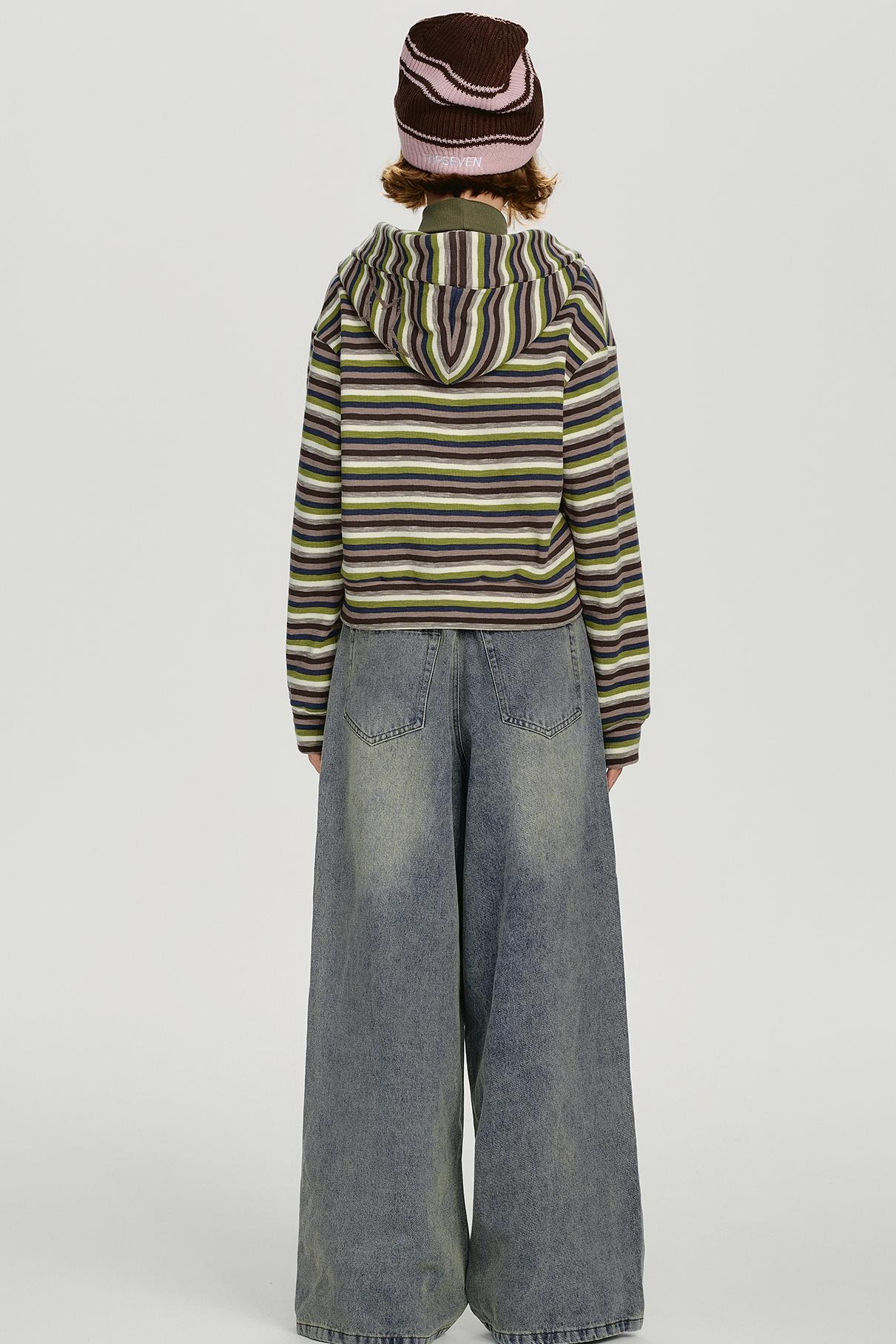 レトロボーダージフードパーカー