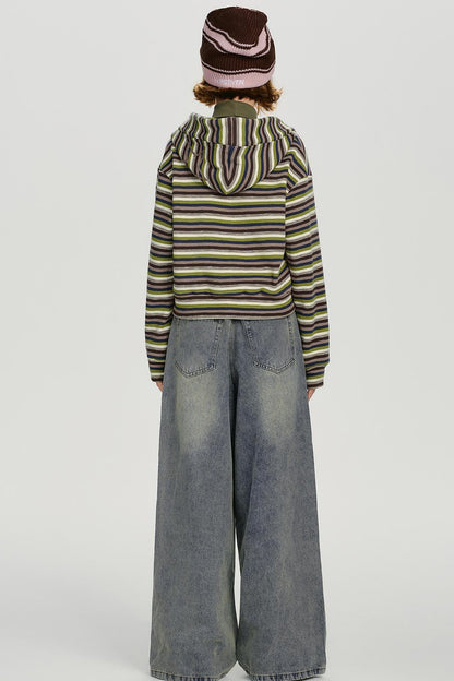 レトロボーダージフードパーカー