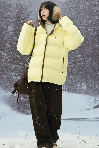 カラーブロックスタンドカラーコート