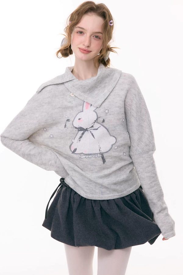 Rabbit Print Knit Top