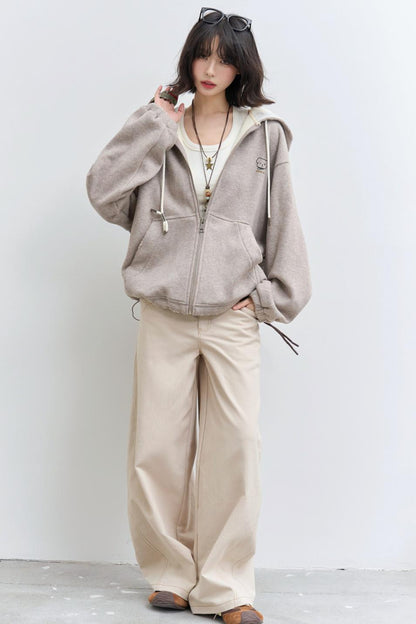 Solid Color Hooded Jacket Setup