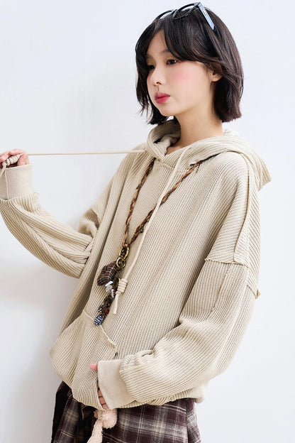 Casual Rib Knit Sweatshirt