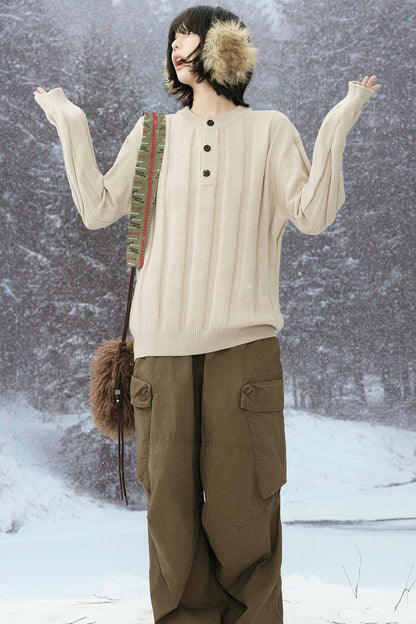 striped round neck sweater