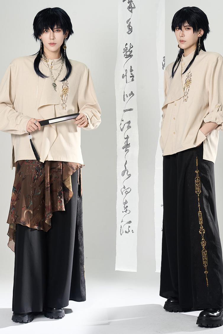 Lagenlook-Set mit weiter Hose im China-Stil