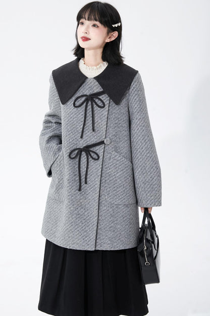 レトログレイウールンコート