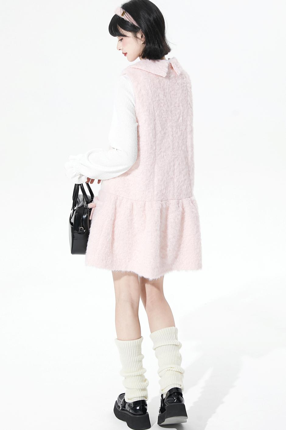 ピンクウールンニットドレス