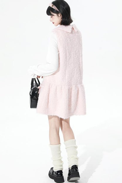 ピンクウールンニットドレス