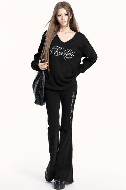 Brushed V-Neck Sweatshirt Setup