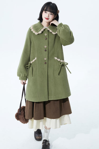 ジャスミングリーンウールコート