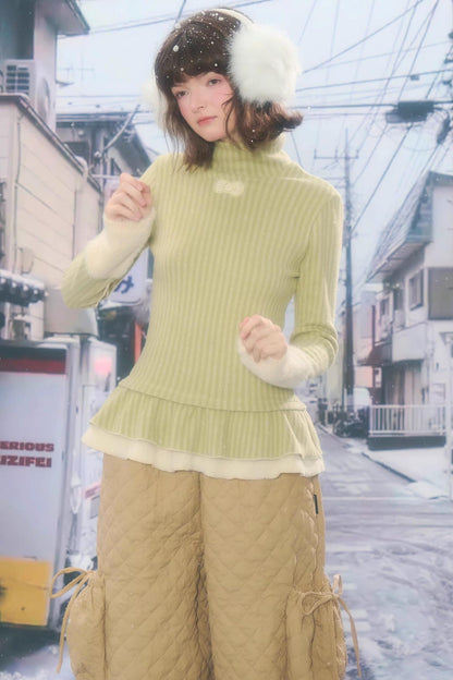 One-point Bow Peplum Top