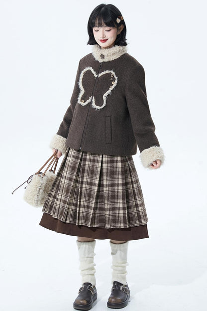 ダークブラウンファーカラーコート