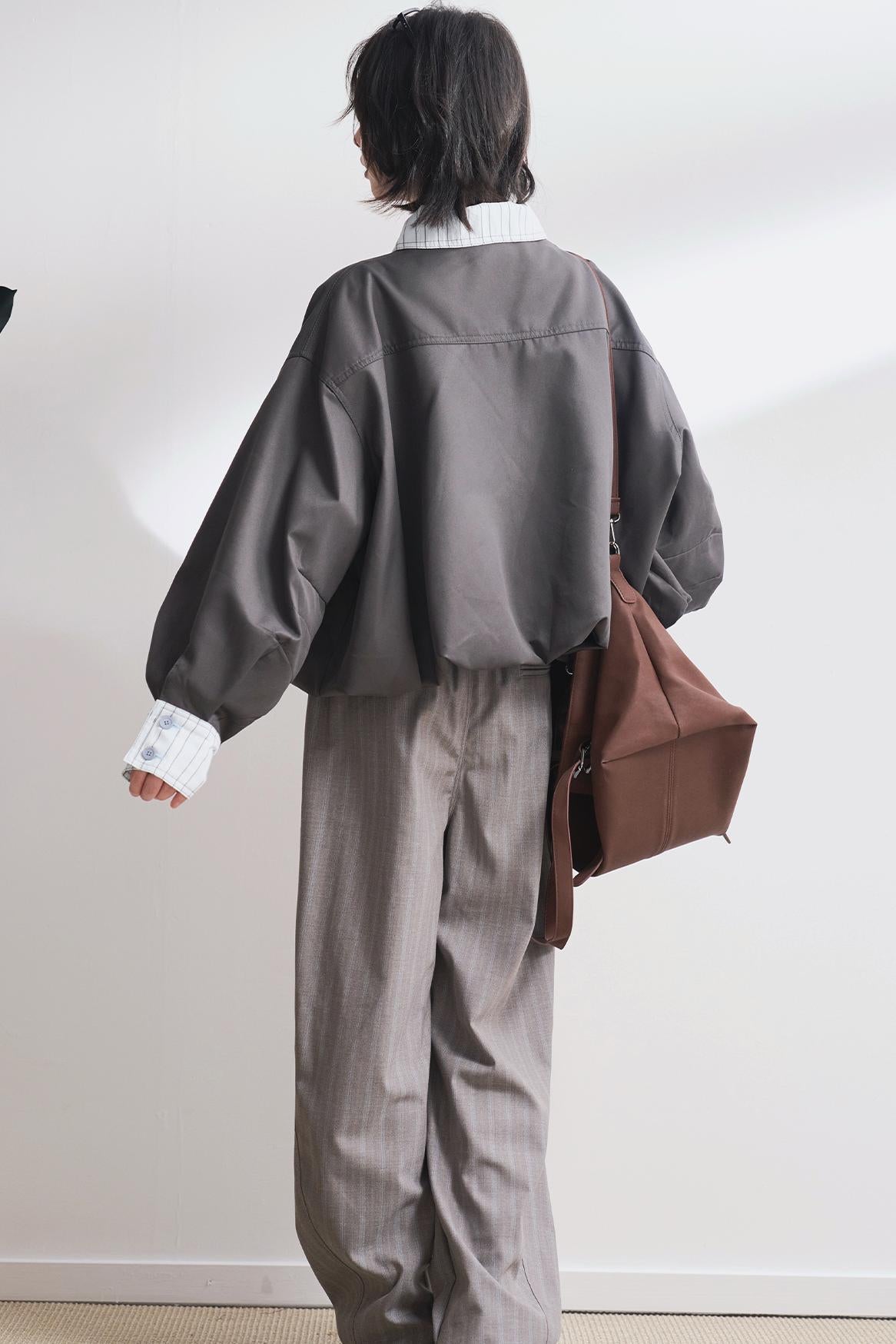 コントラストラペルクロップドジャケット