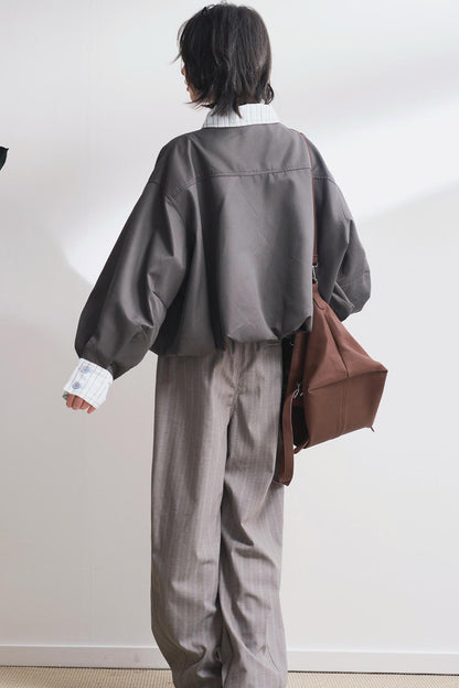 コントラストラペルクロップドジャケット