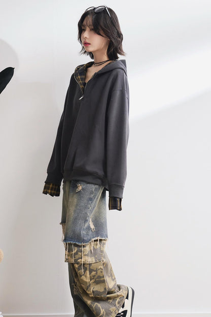 Check Stitch Hooded Sweatshirt