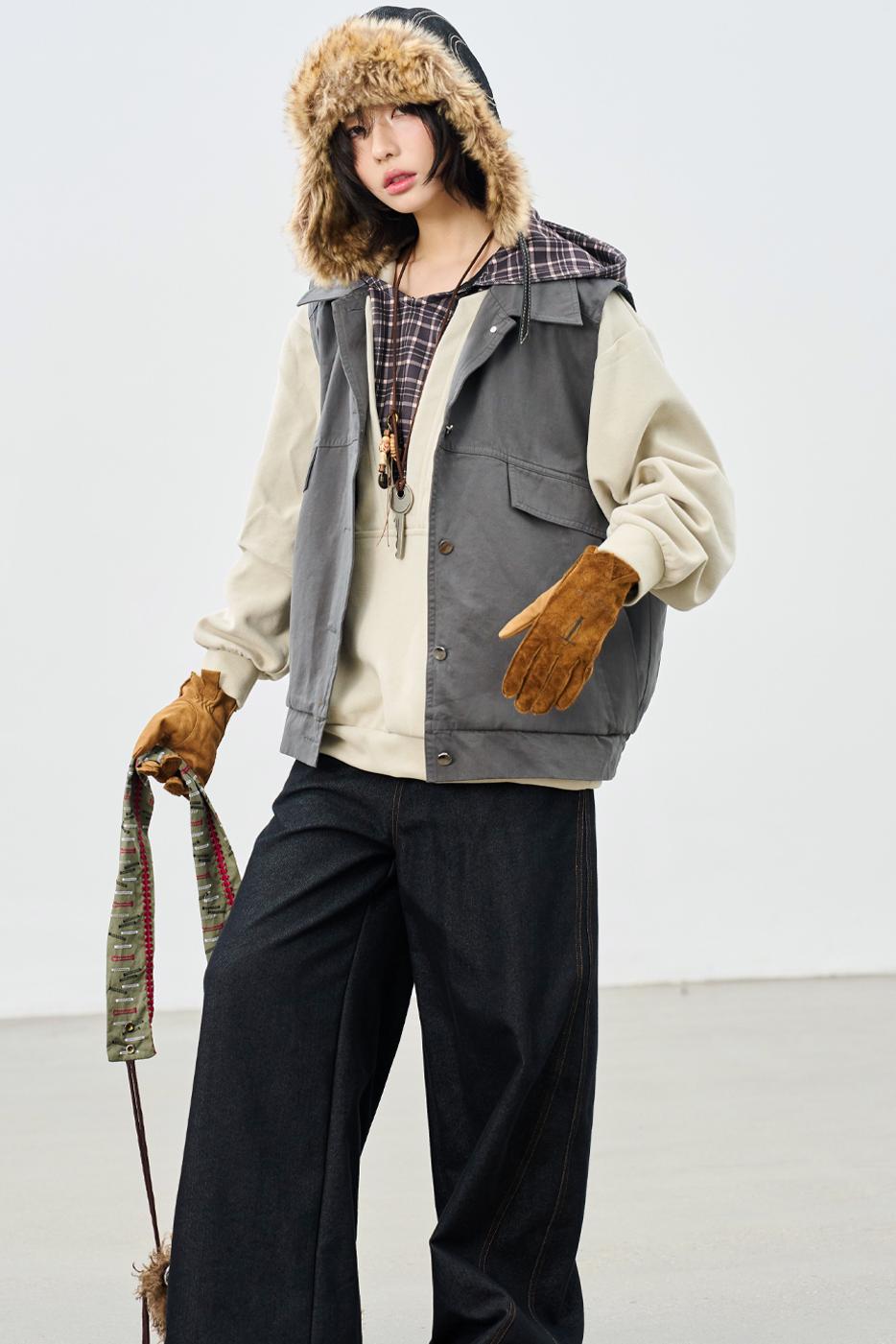 Stand collar padded vest