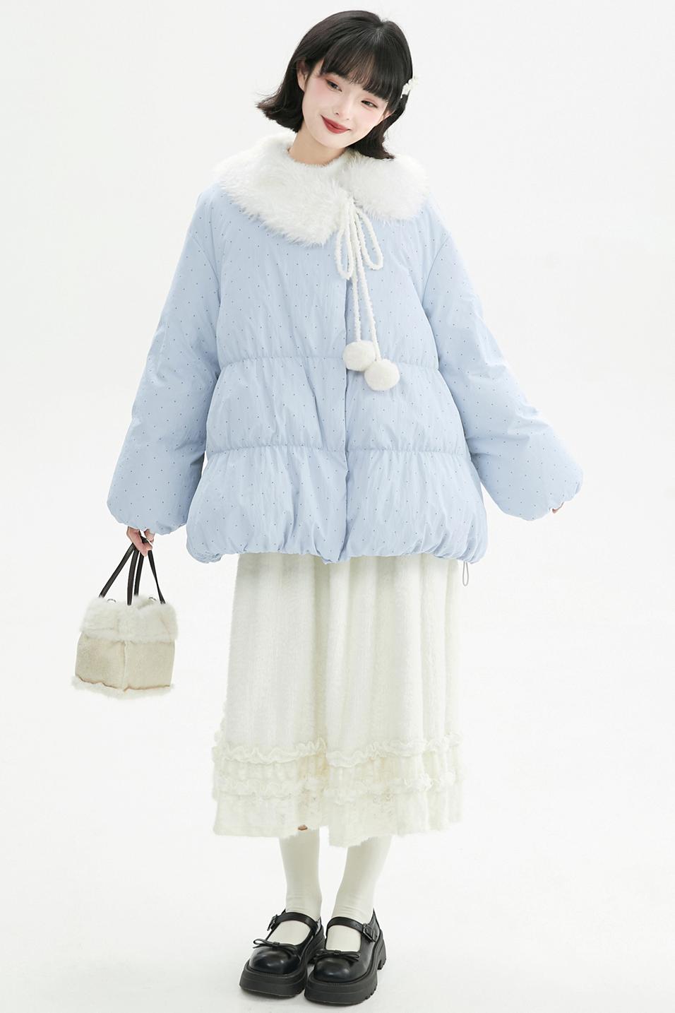 クリーミーラッフルヘムニットスカート