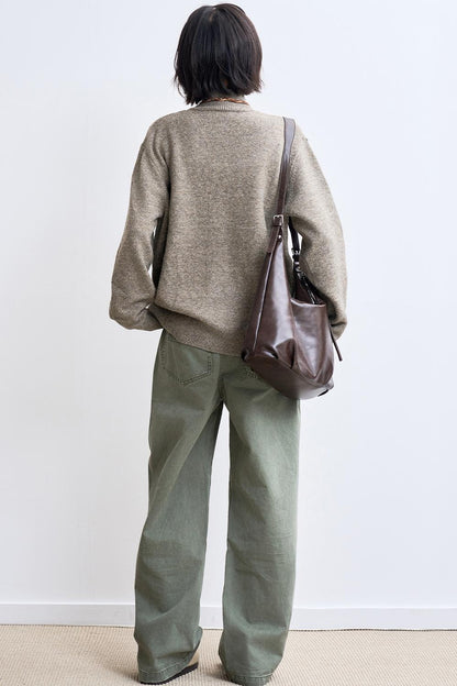 Wool-blend knit cardigan