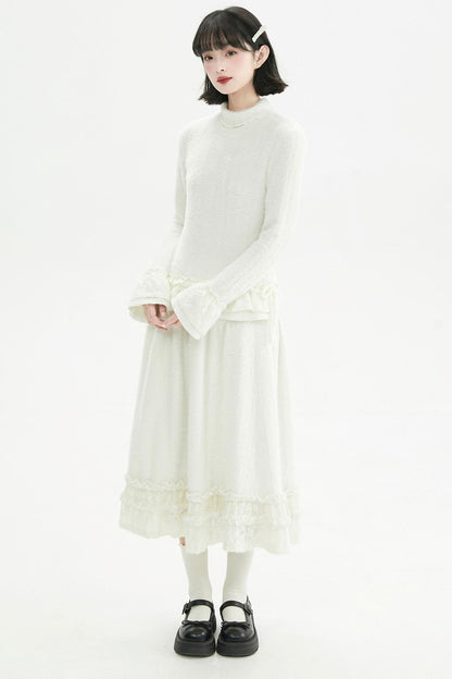 ミルキーホワイトレースニットトップ