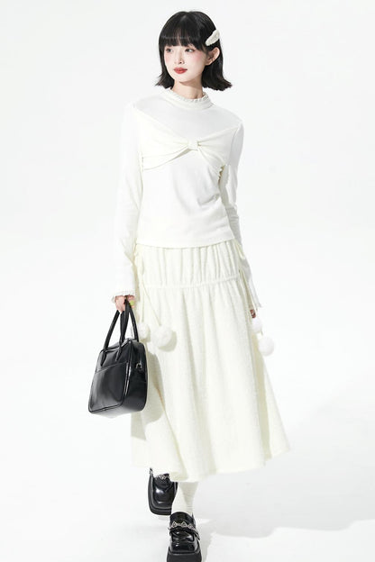 ソフトリブドニットフレアスカート