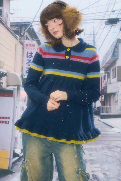 Contrast Striped Knit Sweater