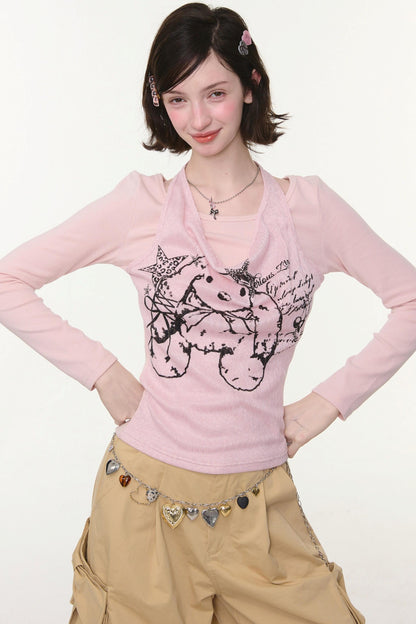 Rabbit Print Halter Top