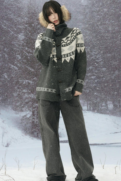 カラーコントラストニットカーディガン