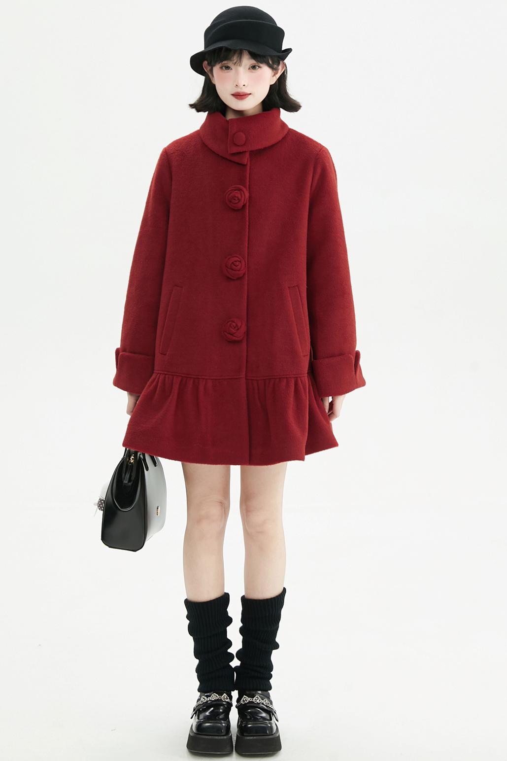 ローズラッフルウールコート