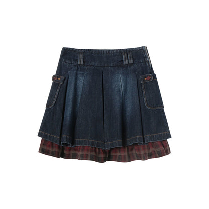 ファーカラーデニムジャケット+スカート