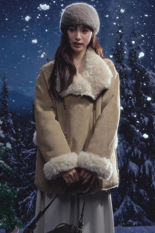 リバーシブルファースエードコート