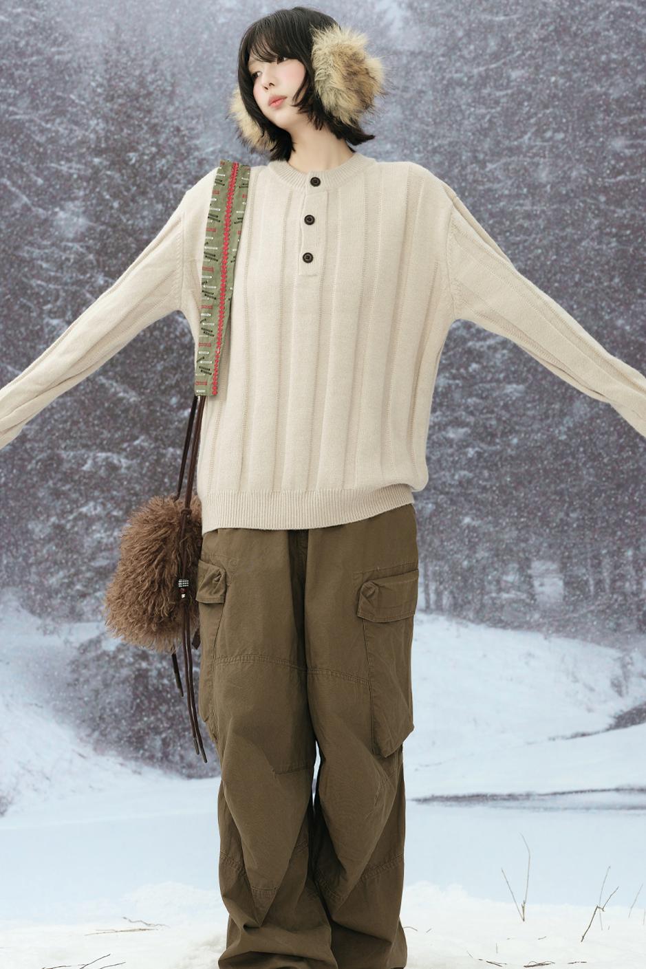 striped round neck sweater