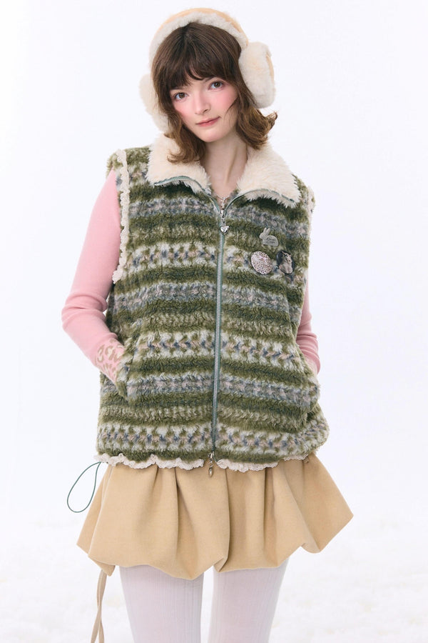 Retro Fair Isle Fleece Vest