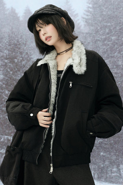 Fox Fur Collar Cotton Jacket