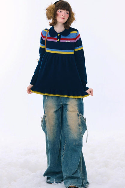 Contrast Striped Knit Sweater