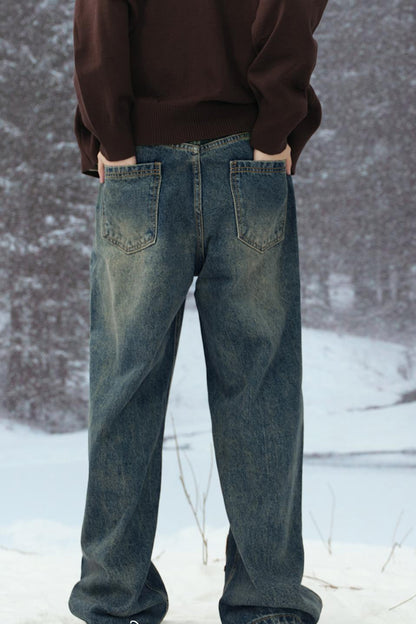 ストレートフィットエンブロイダリーデニムパンツ