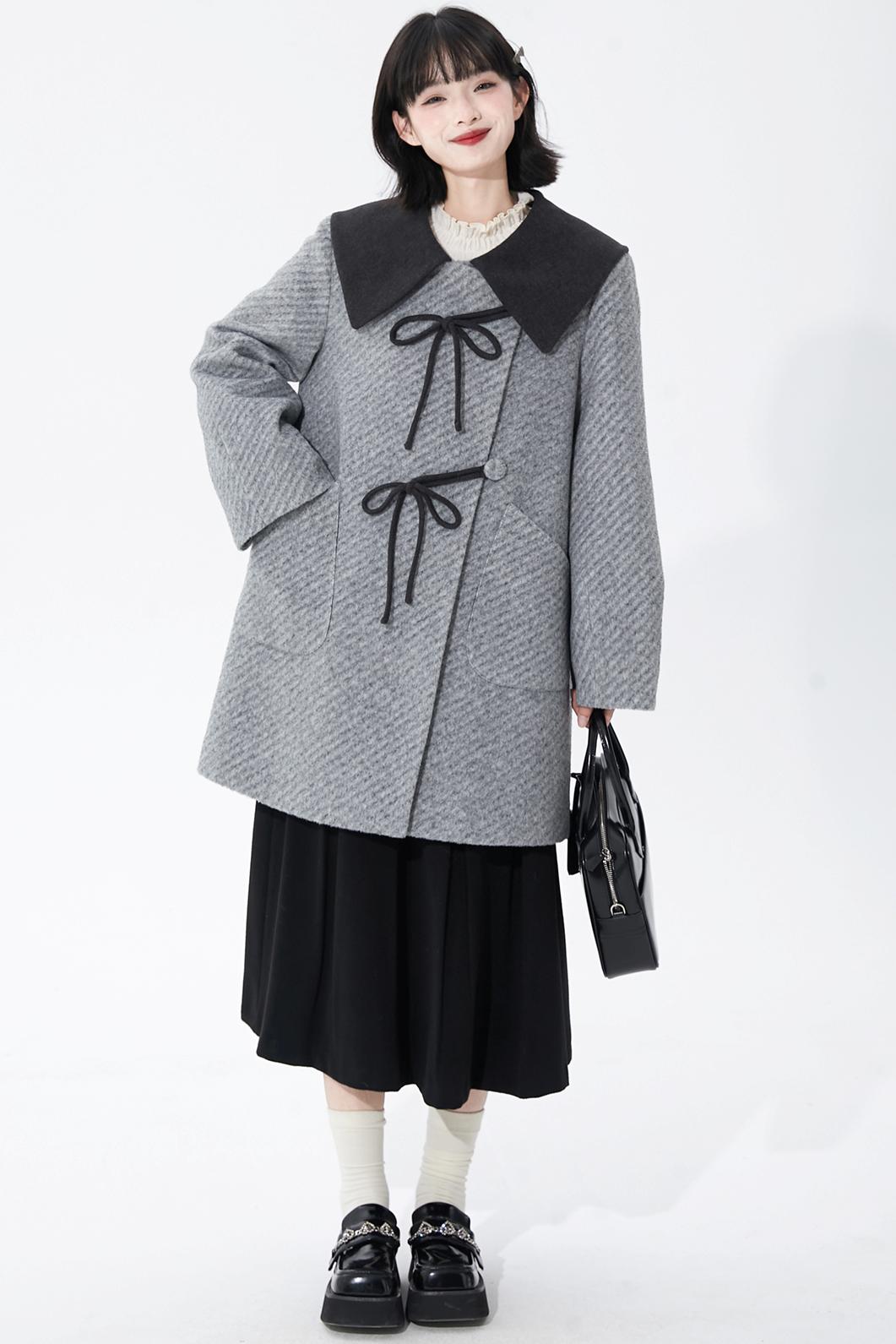 レトログレイウールンコート