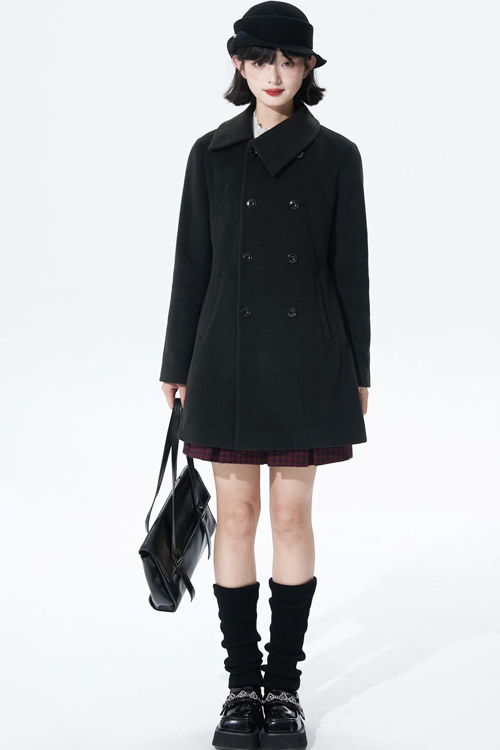 Wool-blend asymmetrical cape coat