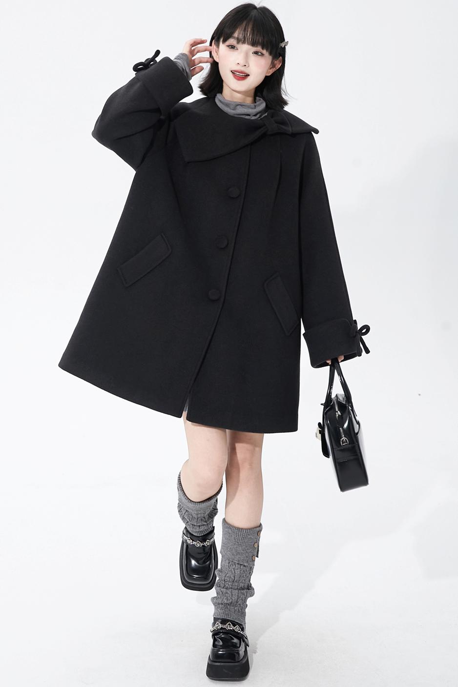 インクダイアシンメトリーウールコート