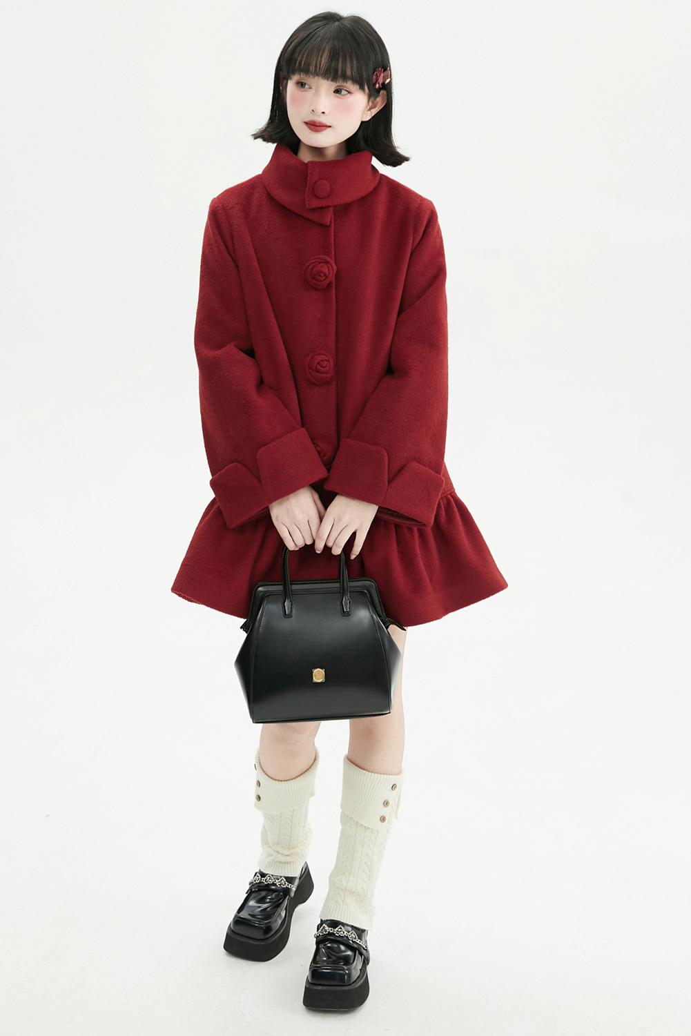 ローズラッフルウールコート