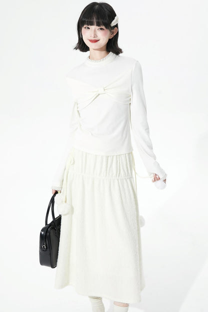 ソフトリブドニットフレアスカート