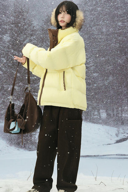 カラーブロックスタンドカラーコート