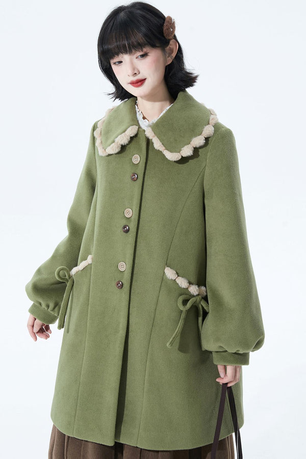 ジャスミングリーンウールコート