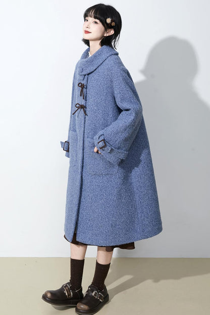 ヘイズブルーボウノットウールコート