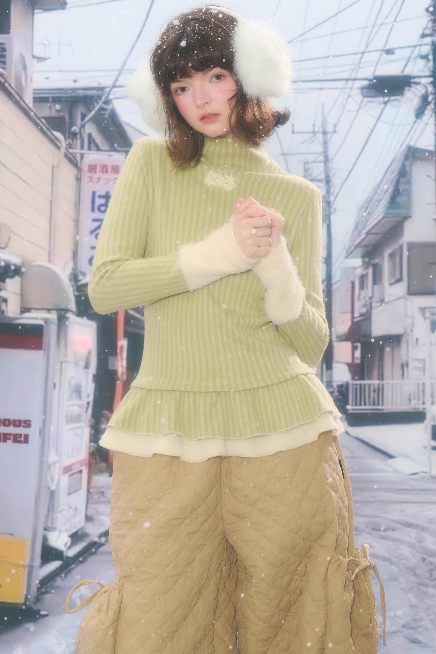 One-point Bow Peplum Top