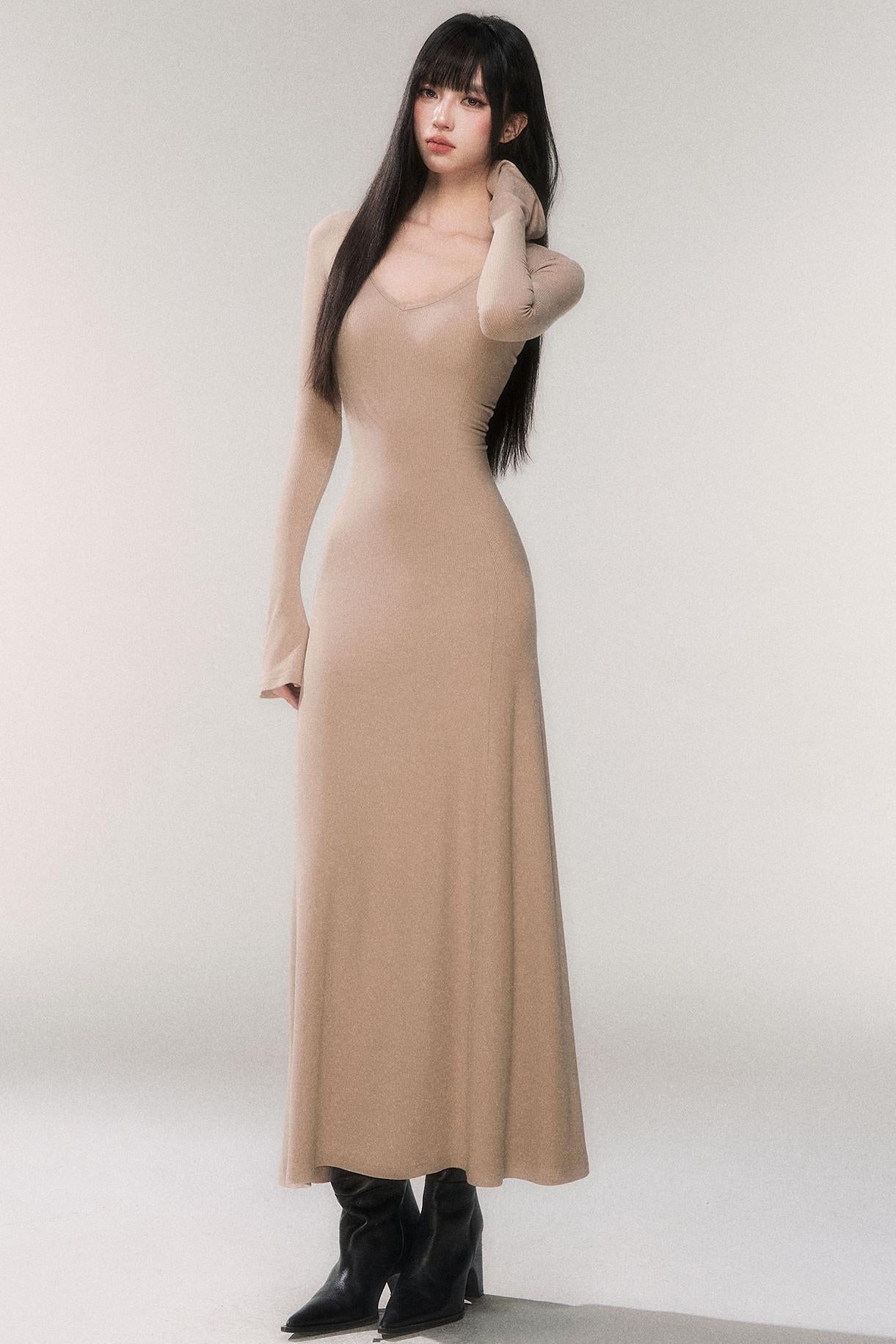 デザイアニットVネックドレス