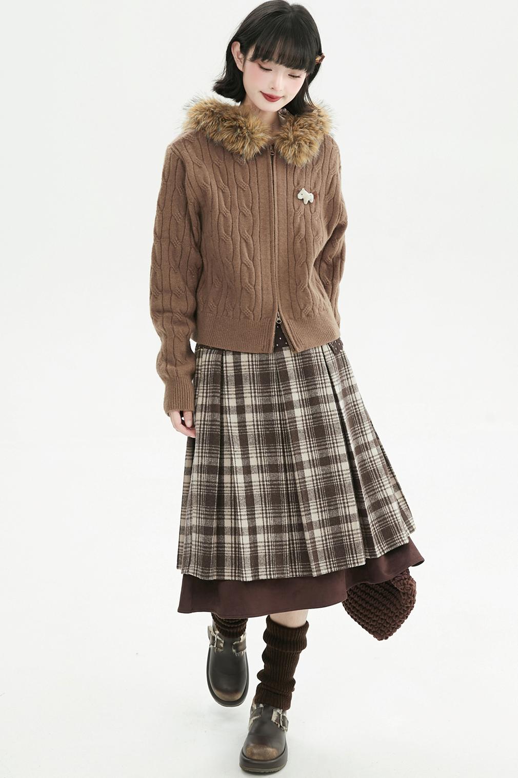 コーヒーファーカラーカーディガン