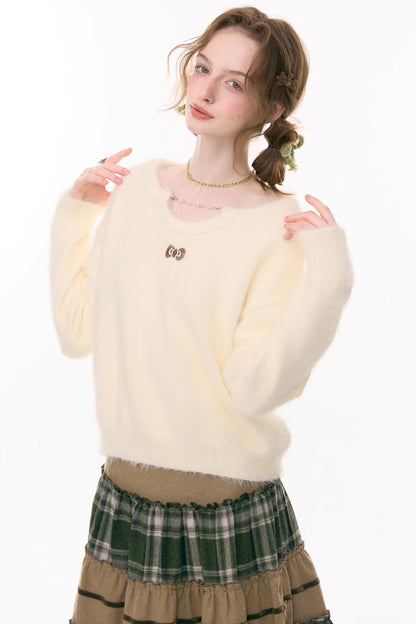 Faux Fur Sweet Point Ribbon Top