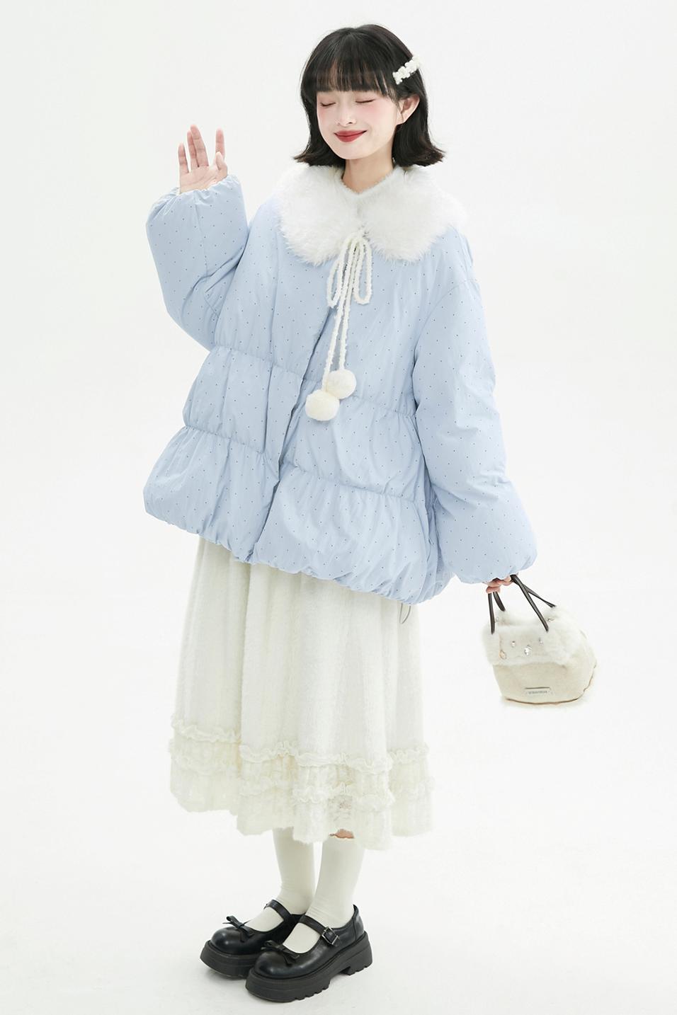 クリーミーラッフルヘムニットスカート