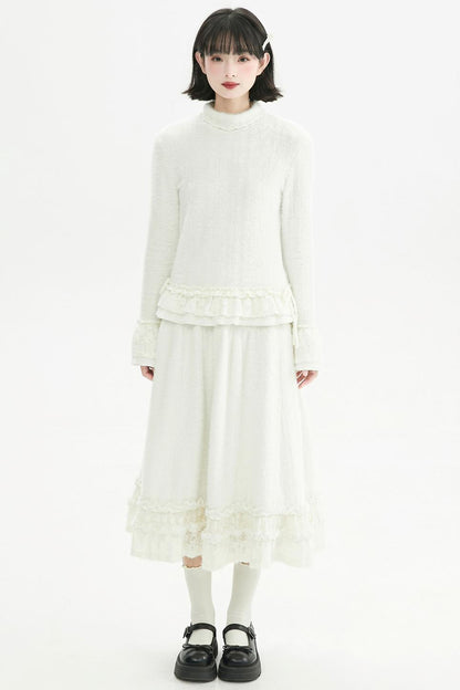 ミルキーホワイトレースニットトップ